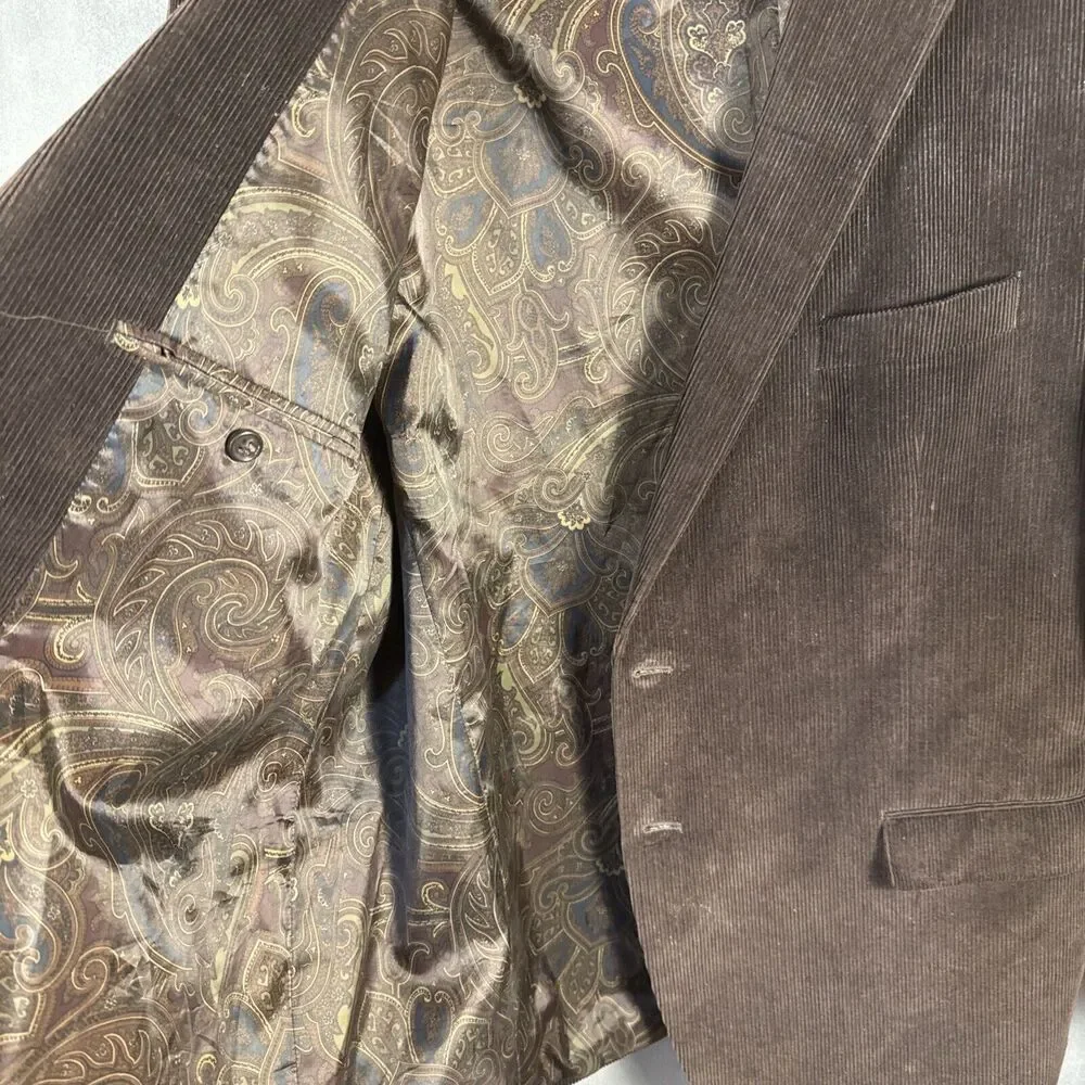 Lauren Ralph Lauren Mens Corduroy Blazer Jacket Brown 50R‎ Fine Wale 2 Button